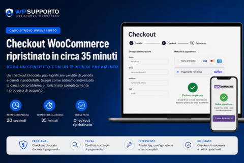 Checkout WooCommerce ripristinato in circa 35 minuti Checkout WooCommerce ripristinato in circa 35 minuti