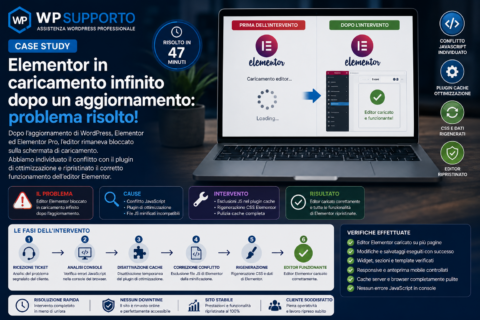 Elementor in caricamento infinito dopo aggiornamento Caso Studio Elementor in caricamento infinito dopo aggiornamento Caso Studio